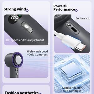 2024 New Làm Lạnh Tốc Độ Cao Lạnh Làm Mát Ice Nén Fan 100 Điều Chỉnh Bánh Răng Cầm Tay Fan Với Màn Hình Hiển Thị Kỹ Thuật Số - Product Image 4