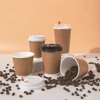 Gobelet en papier PLA à double paroi personnalisé avec logo, étanche, 4oz 8oz 12oz 16oz, pour café chaud, avec couvercle, cadeaux de bienvenue, portable