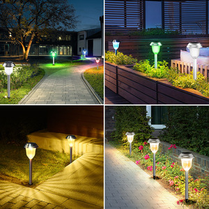 Solar Garden <b>Lights</b> Stainless Steel 5050RGBW <b>LED</b> Outdoor Pathway Lighting for Yard Patio Decor - Product Image 1