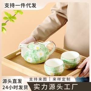 <b>Ceramic</b> Tea <b>Pot</b> With Lid Hand Painted Flower Design For Party Use - Product Image 4