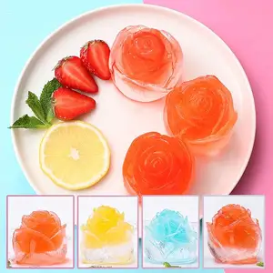 Food Grade Silicone Rose Ice Cube Mold BPA-Free Flower Ice Molds Wine Fruit Juice Soda Make Rose-Shaped