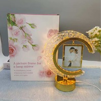 Lampe LED pour cadre photo en forme de lune, éclairage intégré, lampe de bureau double usage, miroir, veilleuse décorative créative pour