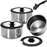 Juego de Utensilios de Cocina de Acero Inoxidable con Mango Desmontable, Juego de Utensilios de Cocina por Inducción, Juegos de Utensilios de Cocina al por Mayor para Hoteles y Restaurantes, Personalizados