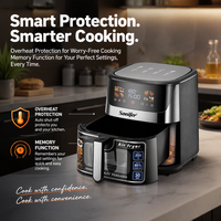 Friteuse à air carrée sans huile Sonifer SF-1034S 8,5 l 1700 W numérique avec faible teneur en matières grasses et minuteur 60 min pour des repas sains à la maison