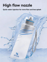 Bouteille d'eau souple pliable en TPU de haute qualité, 650 ml, 1000 ml, anti-fuite, pour activités de plein air, randonnée, camping, course à pied