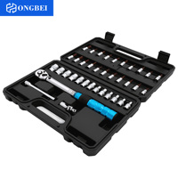 Voreinstellbarer Drehmomentschlüssel 1/4" 2-24N.m Set Bidirektionaler Ratschenkopf mit Steckschlüssel- und Bit-Kit Reparatur-Handwerkzeugkasten