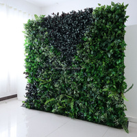Panneau mural de verdure artificielle 3D personnalisé M64 Matériau PE Décoration murale d'herbe tropicale pour anniversaire avec arbres et fleurs