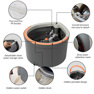 Système de serpillière électrique Holamopa avec tête triangulaire en microfibre et seau auto-essoreur <span class=keywords><strong>pour</strong></span> le nettoyage des sols en bois dur - Product Image 3