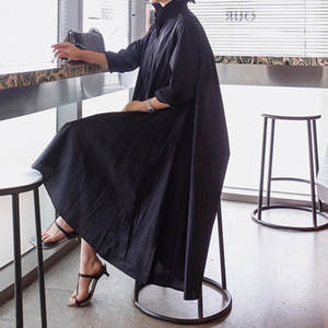 All'ingrosso 2025 primavera ed estate a maniche lunghe allentato Plus Size abito alla moda <span class=keywords><strong>bianco</strong></span> e <span class=keywords><strong>nero</strong></span> <span class=keywords><strong>vestito</strong></span> Casual irregolare - Product Image 4