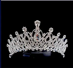 大人のブライダルヘアアクセサリークリスタルブリンブリンティアラとウェディングデザイナーの花嫁の王冠のための高品質