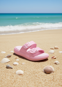 Sandali Unisex in EVA con Doppio Cinturino, Taglia 27, Comodi, Punta Aperta, Estivi, Tinta Unita Rosa Chiaro - Product Image 2