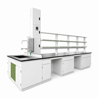 Banc de travail de laboratoire scolaire avec plan de travail en résine époxy, structure en acier durable, conception modulaire, mobilier de laboratoire scientifique sur mesure