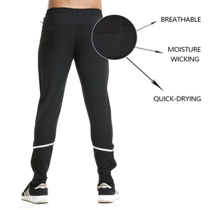 Venta al por mayor personalizado en blanco <span class=keywords><strong>pantalones</strong></span> de chándal de poliéster de los hombres <span class=keywords><strong>Slim</strong></span> <span class=keywords><strong>Fit</strong></span> cremallera pie <span class=keywords><strong>para</strong></span> <span class=keywords><strong>hombre</strong></span> Jogger <span class=keywords><strong>pantalones</strong></span> con rayas reflectantes - Product Image 4