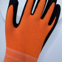 Sarung Tangan Kerja Industri Berlapis Nitril Sandy, Bahan Nylon Spandex Oranye 13G dengan Logo Kustom untuk Penggunaan Industri