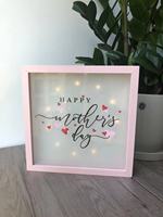 Marco de Exhibición de Madera Iluminado con LED Fengyuan con Caja de Sombra Rosa, Utilizado para Decoración de Pared en el Hogar o la Oficina