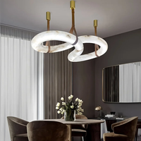 Suspension en albâtre naturel minimaliste linéaire espagnole à LED dimmable pour salle à manger et éclairage d'îlot de cuisine