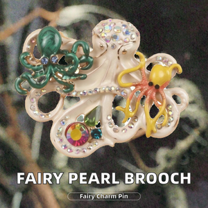 Broche Ocus en alliage émaillé avec strass, plaquée or, bijou animal marin pour corsage, accessoires de manteau pour mariage et fête, unisexe - Product Image 2