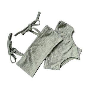 Comodo Completo Estivo in Cotone a 2 Pezzi Senza Maniche per Bambina, Abbigliamento per Neonati 4T, Canotta a Costine <span class=keywords><strong>con</strong></span> Arricciatura, Tinta Unita Casual - Product Image 5