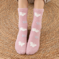Damen Ultra-Warme Mittelhohe Plüsch-Nerzsocken Thermische Hausschuh-Socken für Winter Innenbereich Schlaf Flauschiges Plüsch-Design