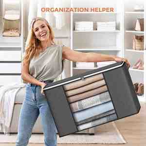 Large Bags Clothes <b>Bins</b> Foldable Closet Organizers Storage Containers for Blanket Comforters Sheets Pillows Toys Custom Logo - Product Image 2