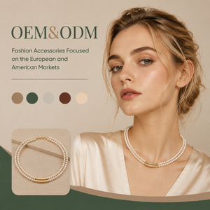 Ear enlace oem odm Wholesale Gold Plated Double Strand Pearl <b>Choker</b> Necklaces Bar Metal Decor Women Jewelry - Product Image 1