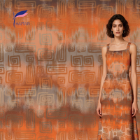 Tissu tissé 100% viscose, imprimé abstrait brun chaud, léger, pour robes d'été pour femmes