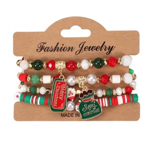 Bracelet de Noël en promotion : Bonhomme de neige, sapin, Père Noël, bois de renne faits main – Cadeau pour enfant, pendentif, décorations de Noël - Product Image 5