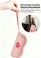 Étui à lunettes en silicone souple avec fermeture éclair, étanche, multi-usages, avec sangle de suspension détachable pour les voyages en plein air