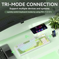 Good-Looking AULA F3099 Tri-Mode Wireless Gaming Keyboard Media Knob Number Pad RGB Backlit Quiet Typing for Office Laptop/PC