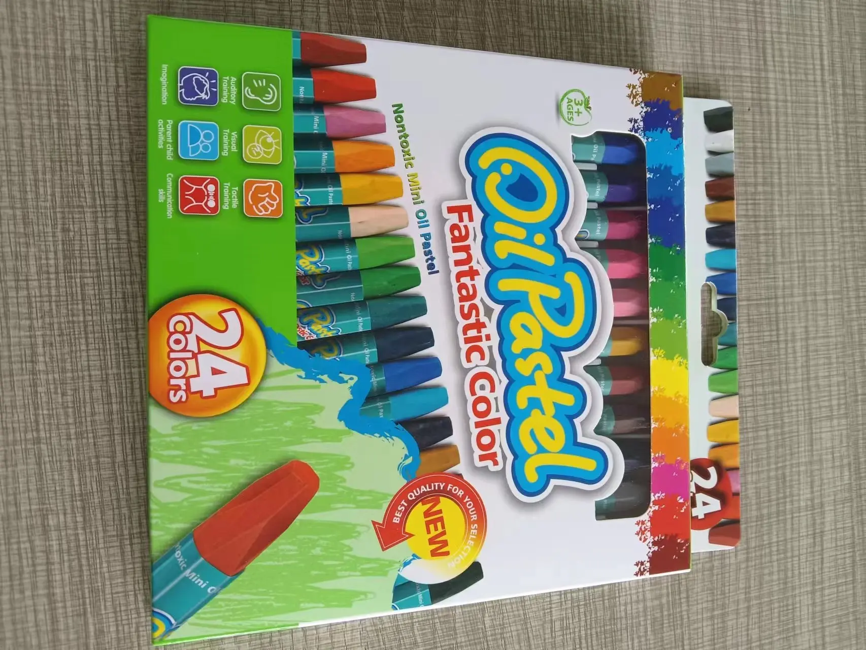 12 لون مخصص فن الرسم للأطفال غير سامة أقلام زيت شمع قابل للغسل ديكور الباستيل للأطفال