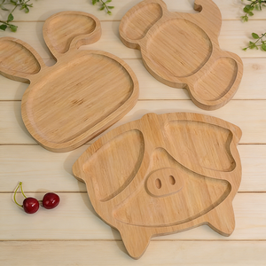 Assiette pour bébé en bambou et <span class=keywords><strong>silicone</strong></span> en forme d'animal, compartiments divisés, écologique, non toxique, vaisselle pour sevrage - Product Image 5