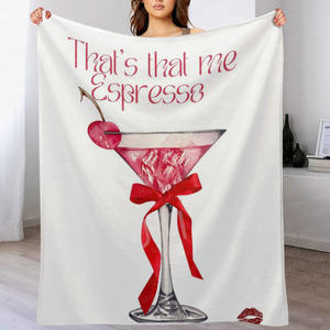 Date mignon doux mode Sabrina Carpenter c'est que moi expresso conditionnement canapé sherpa polaire flanelle couvertures noires - Product Image 1