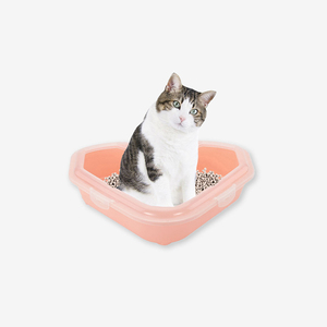 Dreieckige Halbgeschlossene Katzentoilette Große Größe Anti-Spritz Anti-Geruch Katzentoilette mit Schaufel für Katzen und Welpen - Product Image 1