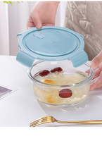 Vente en gros de 3 jeux de récipients pour aliments en verre borosilicaté 400/700/1000ml personnalisés Boîte cadeau Bol à mélanger en verre Boîte à lunch rectangulaire