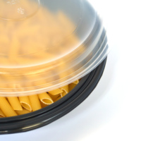 Conteneur alimentaire jetable en plastique noir rond micro-ondes pp avec couvercle, personnalisation d'usine