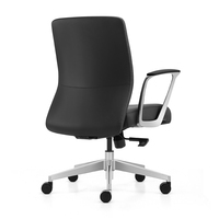 Chaise de bureau ergonomique à dossier mi-haut en cuir PU, pivotante et réglable, idéale pour les conférences et les tâches de direction