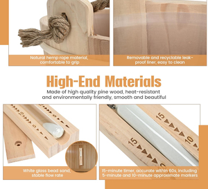 Kit di 6 Accessori per Sauna Fatti a Mano con Secchio in Legno, Termo-Igrometro, Clessidra, Spazzola, Rocce Vulcaniche - Product Image 3
