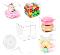 Boîte en Plastique PET Transparente de Luxe pour Macarons, Boîte Carrée de Rangement Alimentaire pour Poudre Libre, Dessert, Blush, Fleur et Bonbons