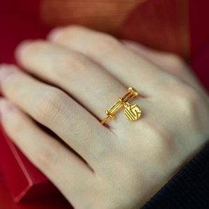 Zhou Jiafu <b>Adjustable</b> <b>Ring</b> Women's Gold Plated Copper Wish Charm Jewelry Gift - Product Image 3