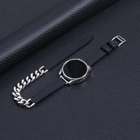 Bracelets de montre pour montre Cartier Bracelet en cuir noir et acier inoxydable 20mm double tour Bracelet pour montres Garmin