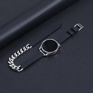 Bracelets de montre pour montre <span class=keywords><strong>Cartier</strong></span> <span class=keywords><strong>Bracelet</strong></span> en cuir noir et <span class=keywords><strong>acier</strong></span> <span class=keywords><strong>inoxydable</strong></span> 20mm double tour <span class=keywords><strong>Bracelet</strong></span> pour montres Garmin - Product Image 4