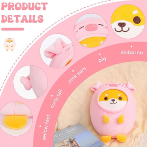 Jouet pour chien <span class=keywords><strong>Corgi</strong></span> rond marron personnalisé en tenue de cochon rose, cadeaux d'anniversaire à câliner pour enfants, jouet en peluche pour chien de 8 pouces - Product Image 2