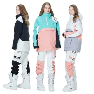Kadın kayak takım 2022 kış sıcak Snowboard takım su geçirmez dış giyim ceket + pantolon spor erkekler kayak giyim seti - Product Image 1