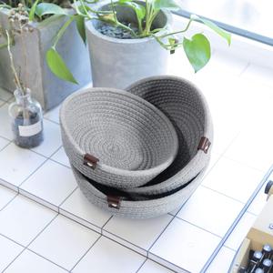 Set of 3 Cotton Rope Nesting Bowls Cute Closet <strong>Baskets</strong> and Bins for Shelves Mini <strong>Table</strong> <strong>Basket</strong> Organizer - Product Image 4