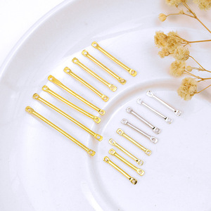 Tige de connexion à double trou plaquée or 18 carats, accessoires DIY électroplaqués or 14 carats pour boucles d'oreilles, bracelets et colliers B39 - Product Image 1