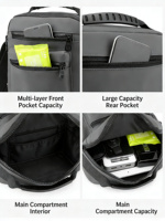 Tas Selempang Pria Bahan Nilon Anti Air dengan Banyak Kompartemen dan Tali Satu Bahu, Desain Geometris