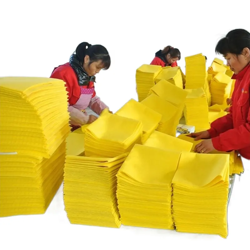 Super absorbent nonwoven fabric viscose/polyester all purpose yellow cleaning cloth, yellow cleaning wipes