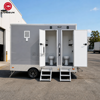 Remorque de toilettes mobiles portables Cogsun pour les camps miniers, remorque de toilettes publiques entièrement équipée