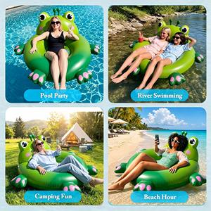 ที่นอนเป่าลมรูปกบ PVC รุ่น MAKE WAVES เป็นมิตรกับสิ่งแวดล้อม สีเขียว ของเล่นลอยน้ำแบบพกพาสำหรับเด็ก ปลอดภัย - Product Image 6