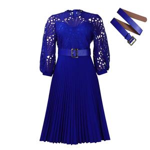 Robe plissée en dentelle crochet pour <span class=keywords><strong>femme</strong></span>, grande taille, manches longues, idéale pour l'église ou les soirées – Collection Automne (Vente en gros) - Product Image 4